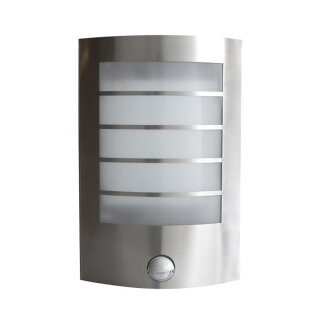 Eco-Light LED Wandleuchte Slim Edelstahl IP44 8W 640lm warmweiß 3000K Bewegungsmelder