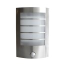 Eco-Light LED Wandleuchte Slim Edelstahl IP44 8W 640lm warmweiß 3000K Bewegungsmelder