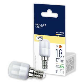 Müller-Licht LED Röhre T26 Kühlschrank 2W = 18W E14 matt 170lm warmweiß 2700K