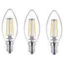 3 x Philips LED Filament Kerzen 4,3W = 40W E14 klar 470lm...