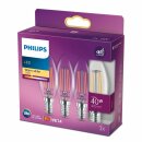 3 x Philips LED Filament Kerzen 4,3W = 40W E14 klar 470lm...