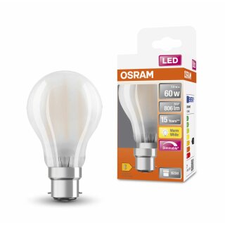 Osram LED Filament A60 Birne 7W = 60W B22d matt 806lm warmweiß 2700K DIMMBAR
