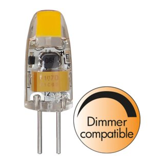 Star Trading LED COB Stiftsockellampe 1,1W G4 12V klar 100lm warmweiß 2800K DIMMBAR