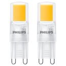 2 x Philips LED COB Stiftsockellampe 2W = 25W G9 klar 220lm warmweiß 2700K