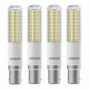 4 x Osram LED Leuchtmittel T26 Röhre Slim 9W = 75W B15d klar 1055lm warmweiß 2700K 320° DIMMBAR