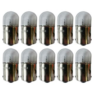 10 x Glühlampe Signallampe für Auto Standlicht R10W Ba15s klar 24V warmweiß