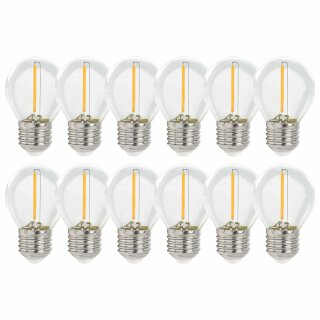 12 x Spectrum LED Filament P45 Tropfen 1W E27 klar 60lm warmweiß 2700K