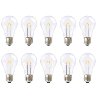 10 x Merkur LED Curved Filament A60 Birne 1W = 13W E27 klar 90lm warmweiß 2700K