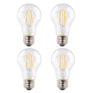4 x I-Glow LED Filament A60 Birnen 4W = 40W E27 klar 470lm warmweiß 2700K