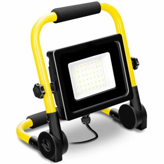 WorkZone LED Fluter Strahler Schwarz/Gelb IP65 50W 3500lm Tageslicht 6500K mit Griff tragbar