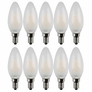 10 x Merkur LED Filament Kerze 4W = 36W E14 matt 400lm warmweiß 2700K DIMMBAR