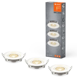 3 x Ledvance LED Einbauleuchte Spot Set Ø9cm Weiß 4,9W 400lm Warmweiß 2700K schwenkbar Dimmbar