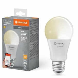 Ledvance LED Smart+ A60 Birne 9,5W = 75W E27 matt 1055lm warmweiß 2700K Dimmbar App Google Alexa Wifi