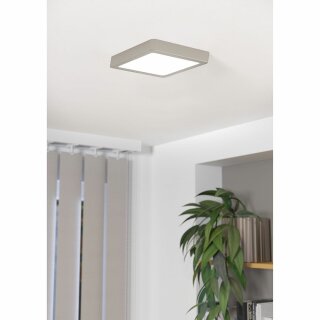 Eglo LED Deckenleuchte Aufbaupanel Fueva 5 Nickel matt 21x21cm 16,5W 1800lm Warmweiß 3000K