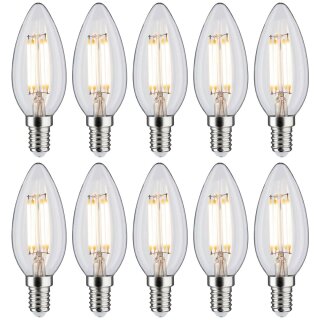 10 x Paulmann LED Filament Kerzen 4,5W = 40W E14 klar 470lm warmweiß 2700K