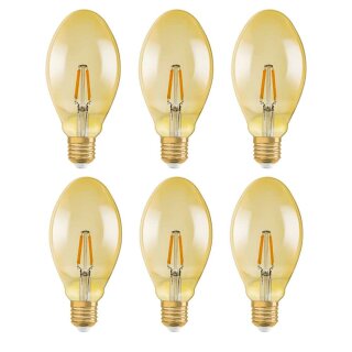6 x Osram LED Filament Leuchtmittel Vintage 4W = 40W E27 Gold 470lm Extra Warmweiß 2400K