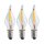 3 x LED Filament Windstoßkerzen Leuchtmittel 0,2W E10 8-55V klar 12lm extra warmweiß 2100K