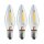3 x LED Filament Topkerze 0,2W E10 8-55V klar 12lm extra warmweiß 2100K