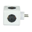 Aura Line Cube Reiseadapter Weiß 4 x Schuko-Steckdosen 2 x USB-Ports 16A/3680W 230V