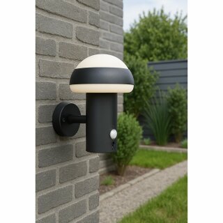 Brilliant LED Außenleuchte Wandlampe Ilton Schwarz IP44 9W 1100lm warmweiß 3000K Bewegungsmelder
