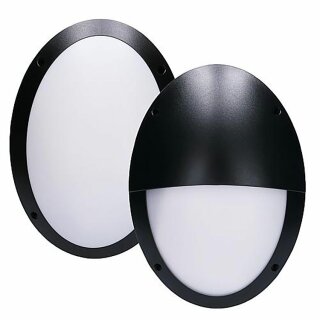 LED Außenleuchte Wandlampe Bulkhead Schwarz IP66 8,5W = 75W E27 2700K Dimmbar mit 2 Abdeckungen