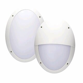 LED Außenleuchte Wandlampe Bulkhead Weiß IP66 8,5W = 75W E27 2700K Dimmbar mit 2 Abdeckungen