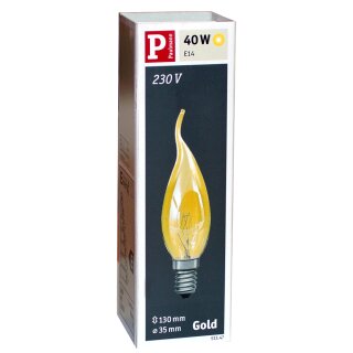 Paulmann Kerze windstoß gold 40W E14 Kerzen 40 Watt 513.47 Glühbirne Glühlampe