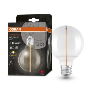 Osram LED Filament Magnetic G95 Globe Vintage 1906 2,2W = 16W E27 klar 150lm warmweiß 2700K