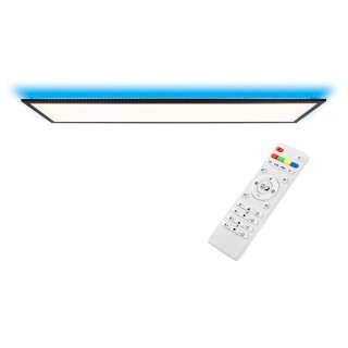 Brilliant LED Deckenleuchte Aufbaupanel Allie schwarz 120x30cm 37W 3800lm 2700K-6500K RGB dimmbar Fernbedienung