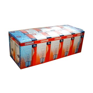 10 x Osram Glühbirne 75W E27 klar Glühlampe 75 Watt...