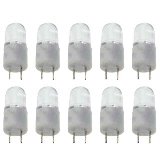 10 x mlight LED Mini Stiftsockellampe 0,8W = 2W G4 12V klar 32lm Warmweiß 3200K