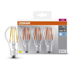 3 x Osram LED Filament Birnen 11W = 100W E27 klar 1521lm neutralweiß 4000K
