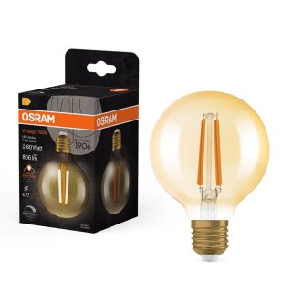 Osram LED Filament Globe G80 Vintage 1906 7,2W = 60W E27 Gold 806lm extra warmweiß 2400K DIMMBAR