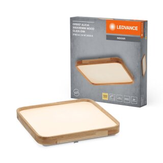 Ledvance LED Deckenleuchte ORBIS Alicia 39,5x39,5cm 24W 2700lm Holz warmweiß 3000K DIMMBAR