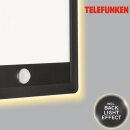 Telefunken LED Außenleuchte Wandlampe Genua Schwarz IP44 15W 2000lm Neutralweiß 4000K Backlight Bewegungsmelder