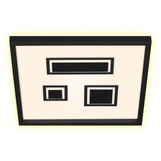 Briloner LED Deckenleuchte Aufbaupanel Pac Schwarz 42x42cm 22W 3000lm warmweiß 3000K Backlight