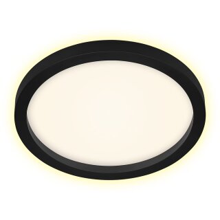 Briloner LED Deckenleuchte Panel Cadre Schwarz Ø29,7cm 18W 2400lm warmweiß 3000K Backlight Effekt